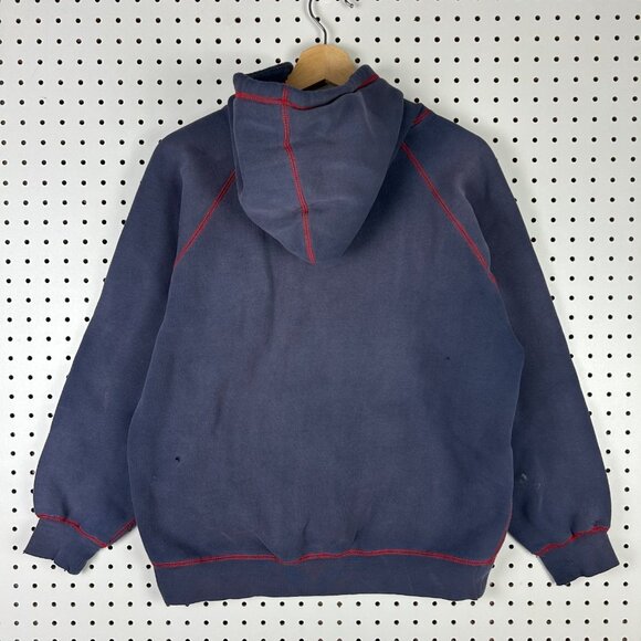Ford Racing Hoodie Medium Vtg Worn Y2K Faded Track Tested Sweatshirt Blue Red - Picture 4 of 7